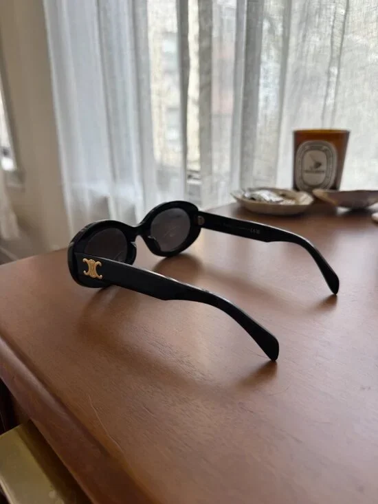 Celine Triomphe Sunglasses (Oval) in Black - Picture 3 of 8
